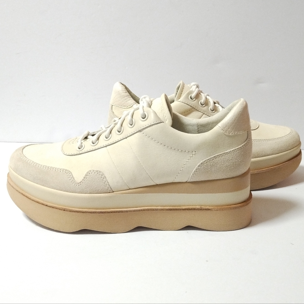 Dolce Vita Jayne Ivory Wedge Double Platform Lace-up Sneakers Shoes 8.5